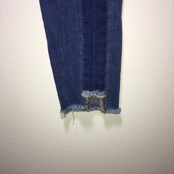 Loft Made and Love Jeans Two Tone patch work Blue Raw Hem. Size 26/2 - Picture 8 of 16